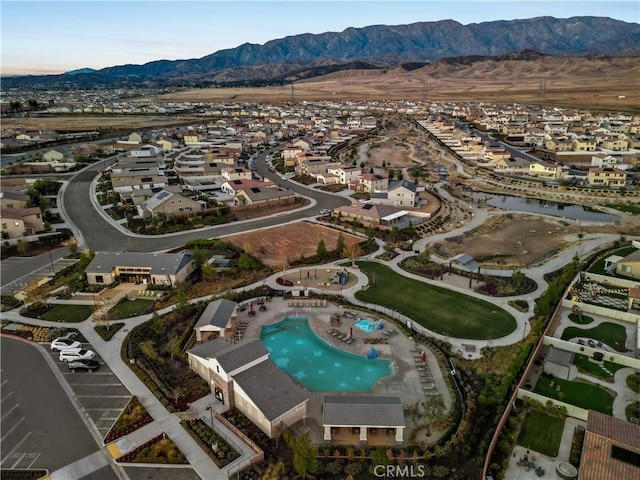 drone / aerial view with a mountain view