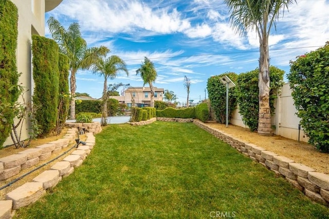 view of yard with a fenced backyard