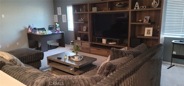 living room with carpet and plenty of natural light