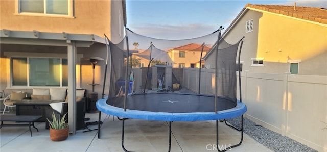 view of patio / terrace with a trampoline