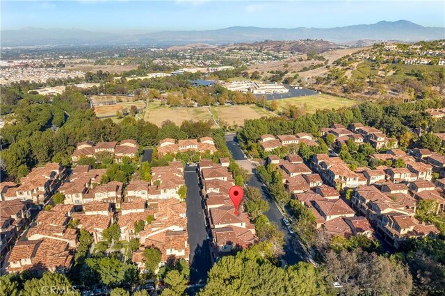 aerial view with a mountain view