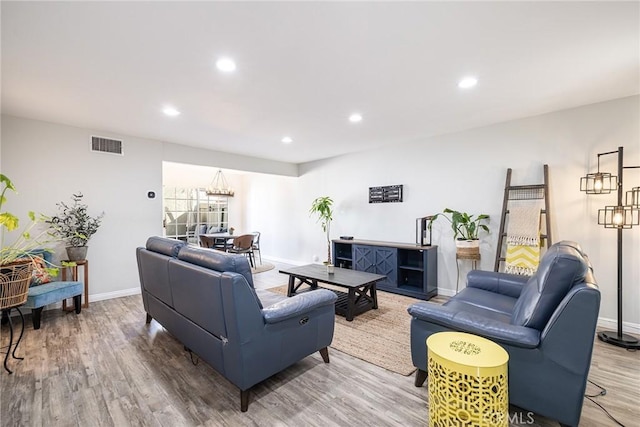 living room featuring wood-type flooring