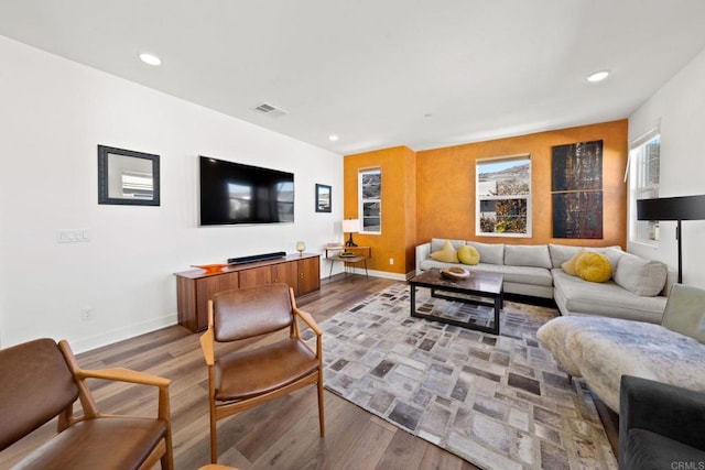 living room featuring hardwood / wood-style floors