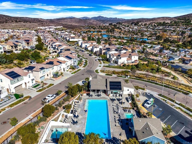 drone / aerial view with a mountain view