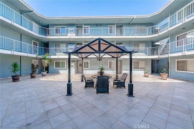 view of patio featuring a gazebo