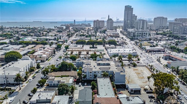 bird's eye view with a view of city and a water view
