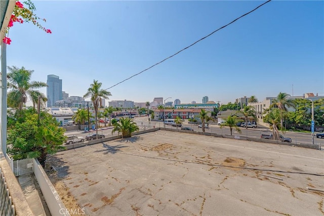 view of patio with a view of city