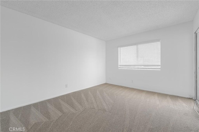 unfurnished room with a textured ceiling and carpet flooring