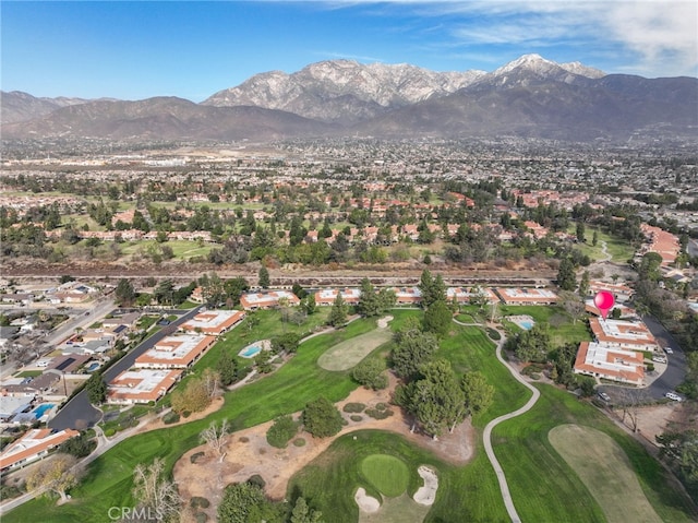 aerial view with a mountain view