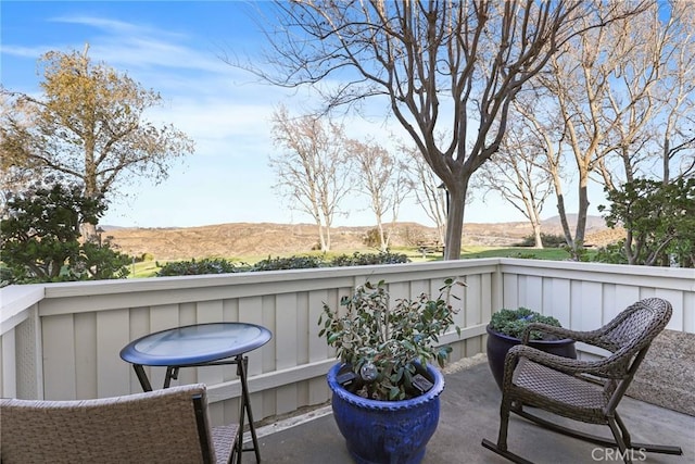 balcony with a mountain view