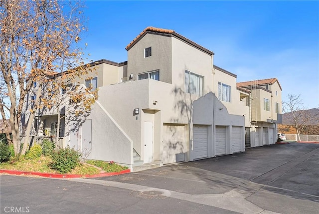 exterior space featuring a garage