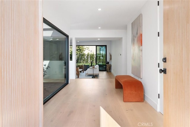 hall featuring light hardwood / wood-style floors