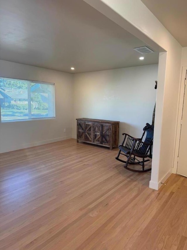 living area featuring light wood-type flooring