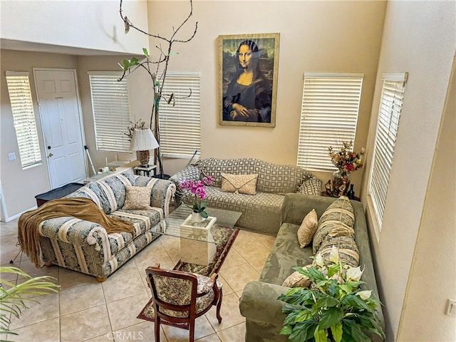 view of tiled living room