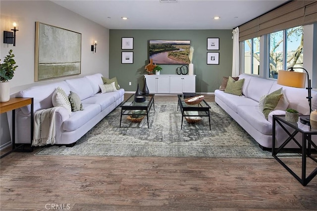 living room featuring hardwood / wood-style floors