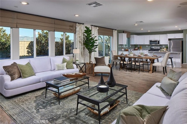 living room featuring hardwood / wood-style flooring