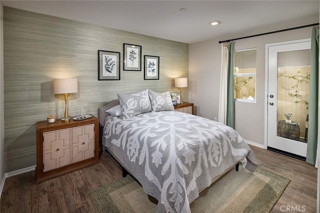 bedroom featuring dark hardwood / wood-style floors