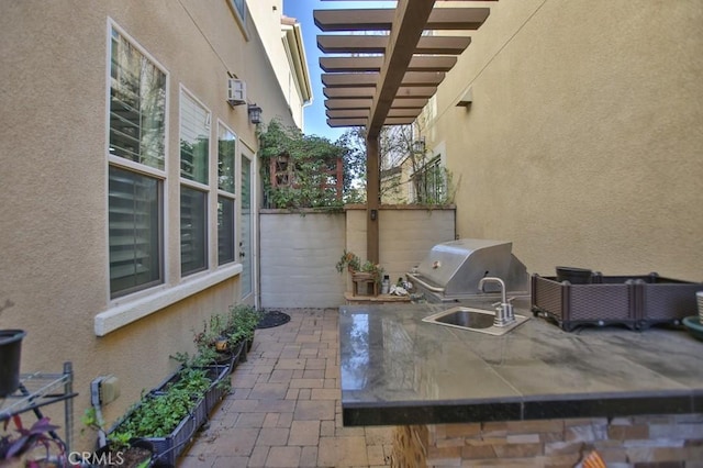 view of patio / terrace featuring grilling area and a wall mounted AC