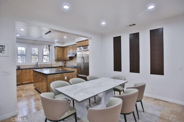 dining room with sink