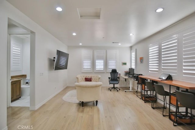 office featuring light hardwood / wood-style flooring