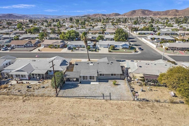 bird's eye view with a mountain view