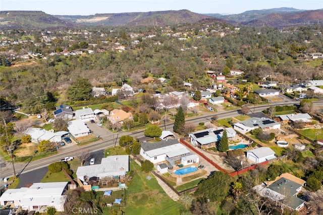 bird's eye view featuring a mountain view and a residential view