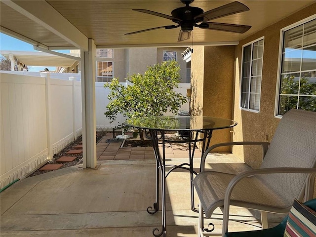 view of patio with ceiling fan