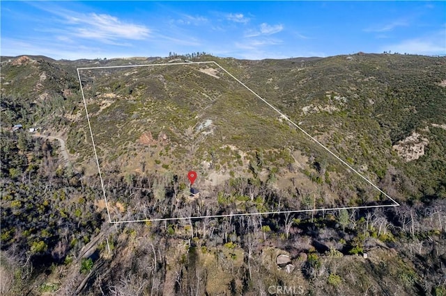 drone / aerial view featuring a mountain view