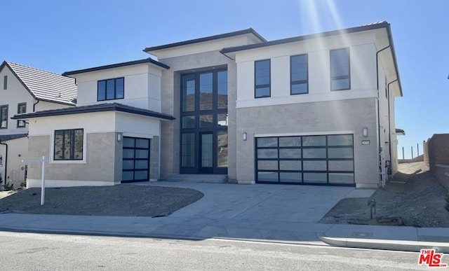 contemporary home with a garage