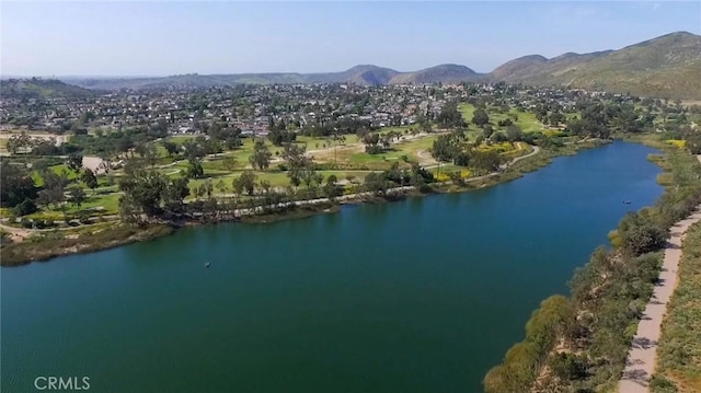 aerial view with a water and mountain view