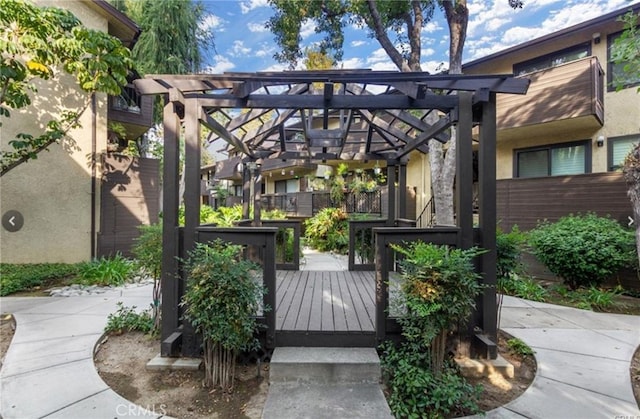 deck featuring a pergola