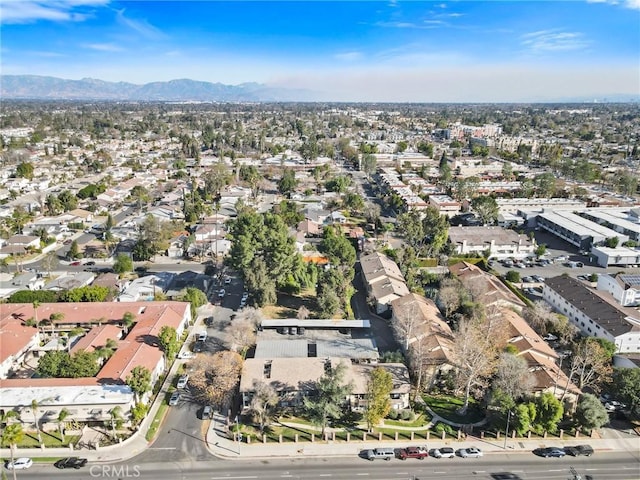 birds eye view of property with a mountain view