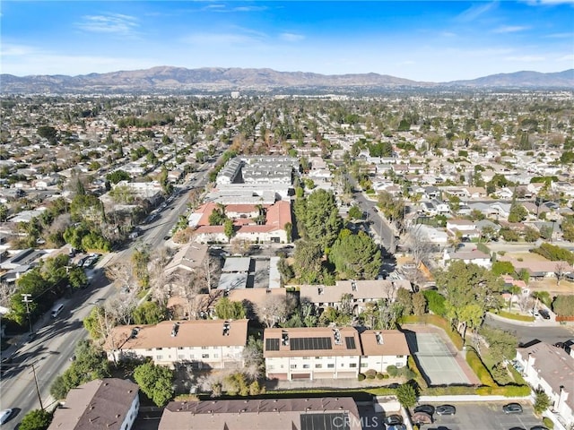 bird's eye view with a mountain view