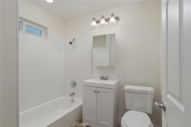 full bathroom with vanity, toilet, and shower / bathtub combination