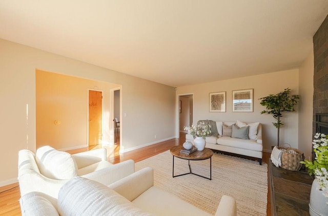 living room with light wood-type flooring