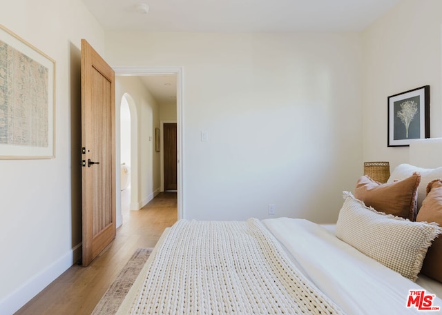 bedroom featuring light hardwood / wood-style flooring