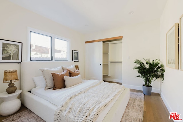 bedroom featuring a closet and hardwood / wood-style flooring