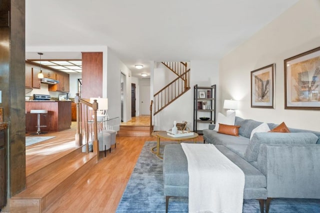 living room featuring light hardwood / wood-style floors