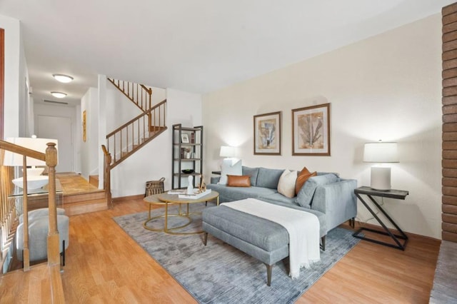 living room with hardwood / wood-style floors