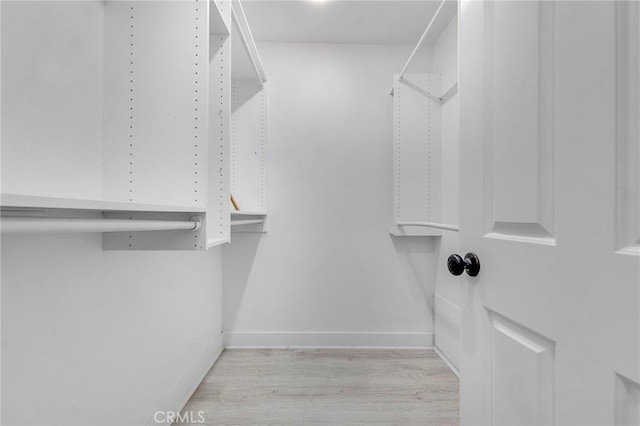 walk in closet featuring light hardwood / wood-style flooring