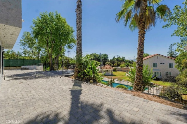 view of patio featuring a gazebo