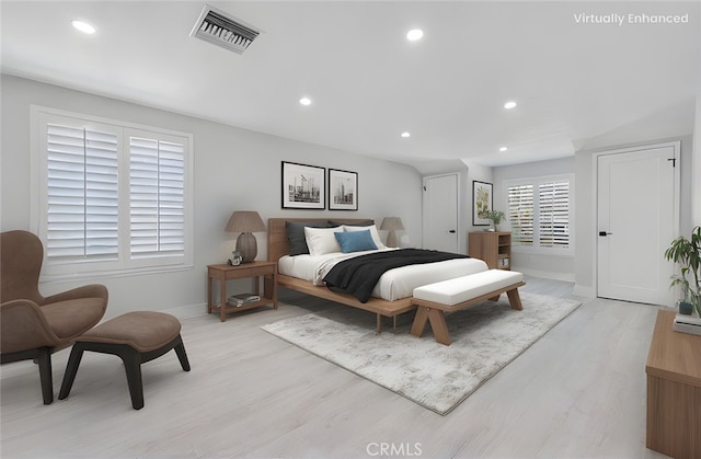 bedroom featuring light hardwood / wood-style flooring