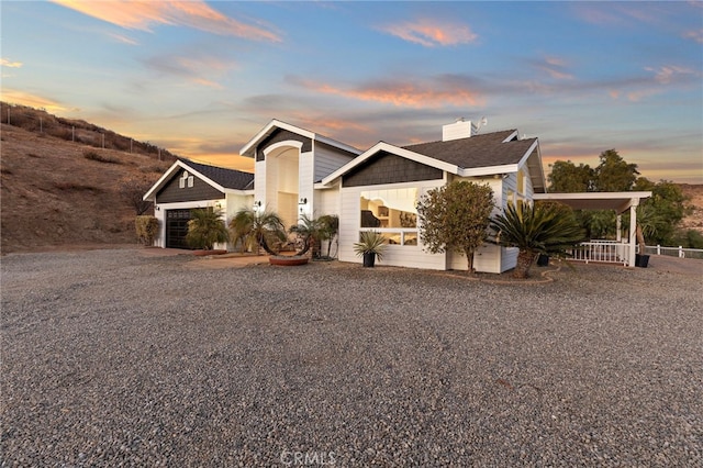 view of front of property with a garage