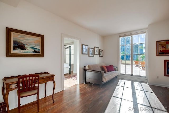 living room featuring dark hardwood / wood-style floors