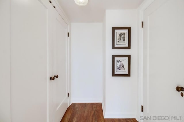 hall with hardwood / wood-style flooring