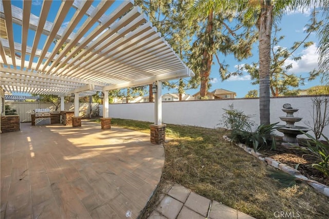 view of patio / terrace featuring a pergola