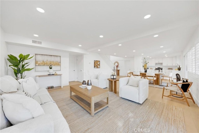 living room featuring light hardwood / wood-style floors