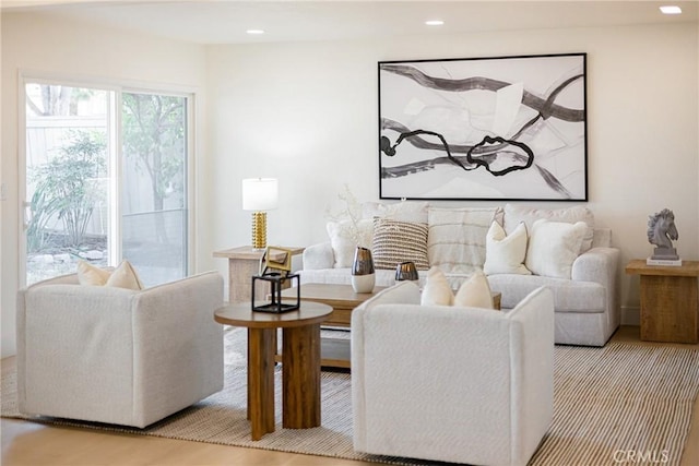 living room with light hardwood / wood-style floors