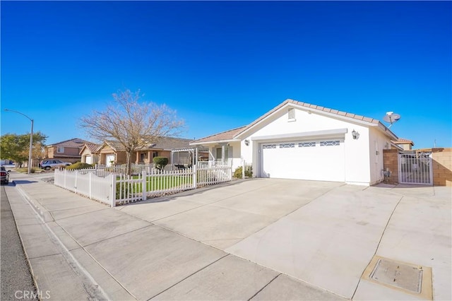 single story home with a garage