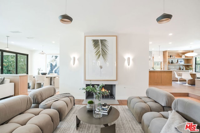 living room featuring light wood-type flooring